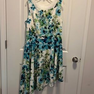 Beautiful Asymmetrical Floral A line sleeveless dress